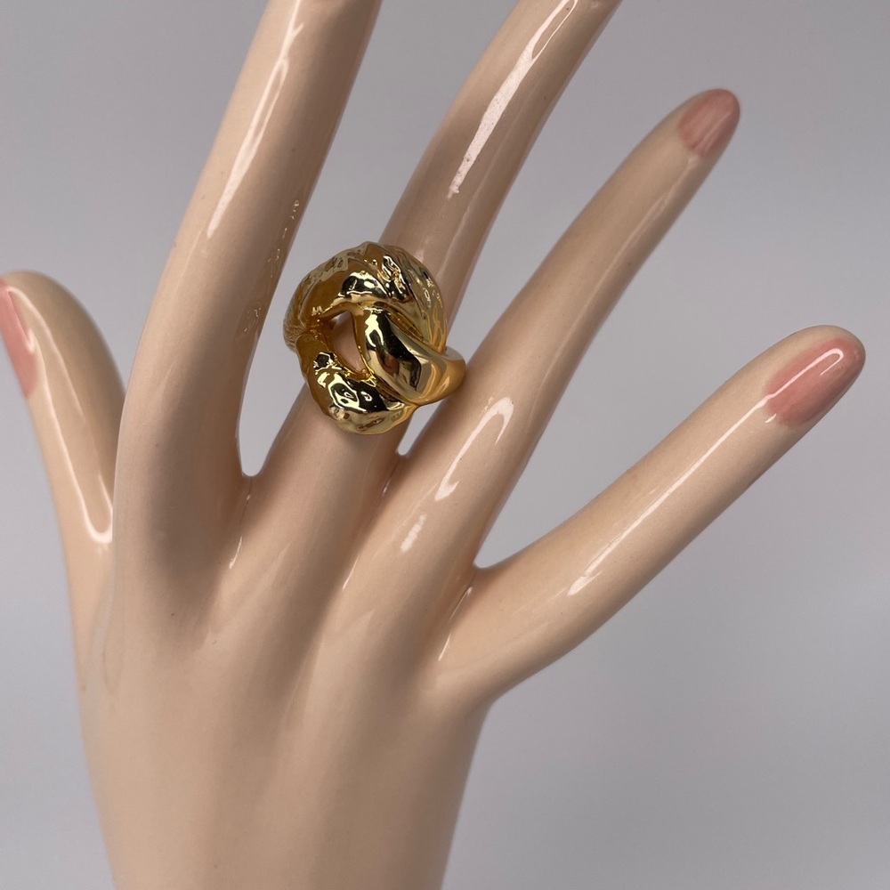 Alexis Bittar Sculptural Ring Gold-Tone Molten Knot Ring Statement Designer Ring